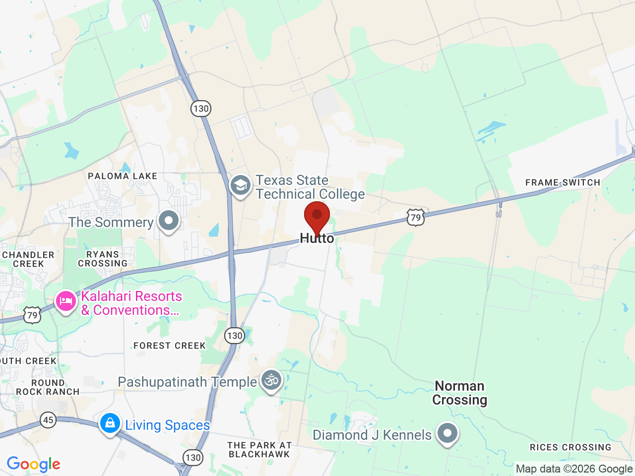 Map of Hutto, TX